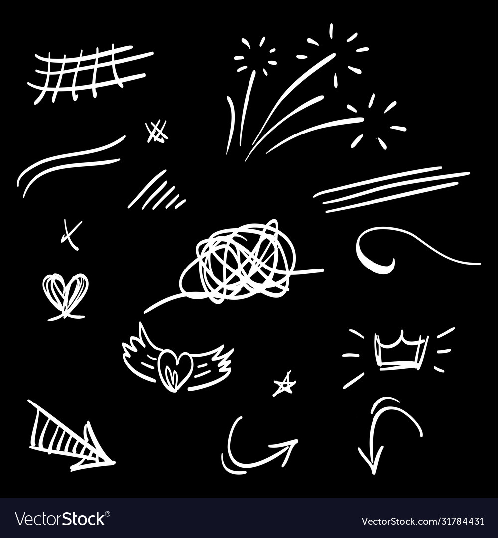 Hand Drawn Set Abstract Doodle Elements Royalty Free Vector