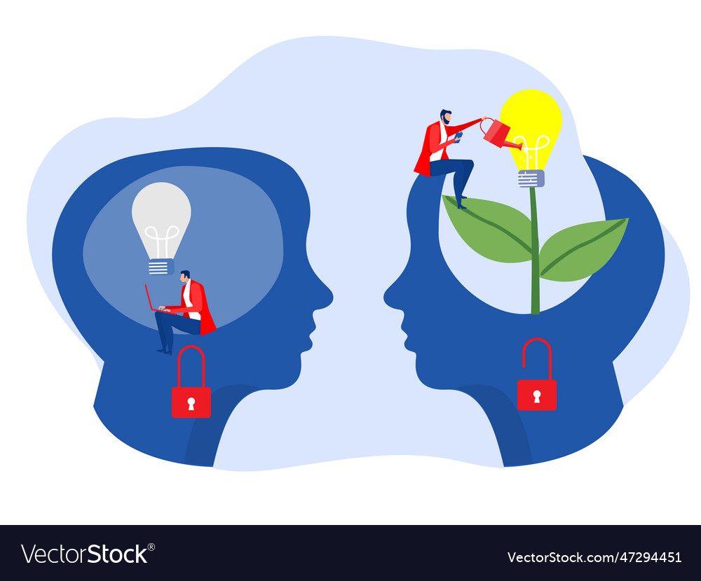 Big Head Human Think Growth Mindset Different Vector Image