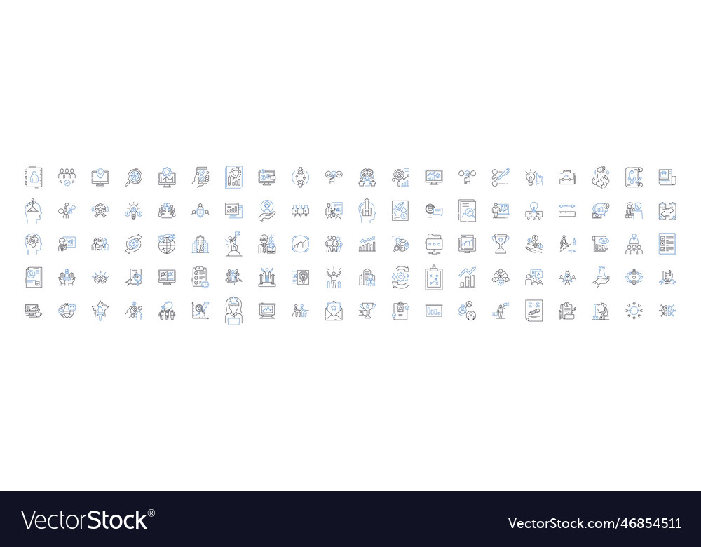 Business Growth Line Icons Collection Expansion Vector Image