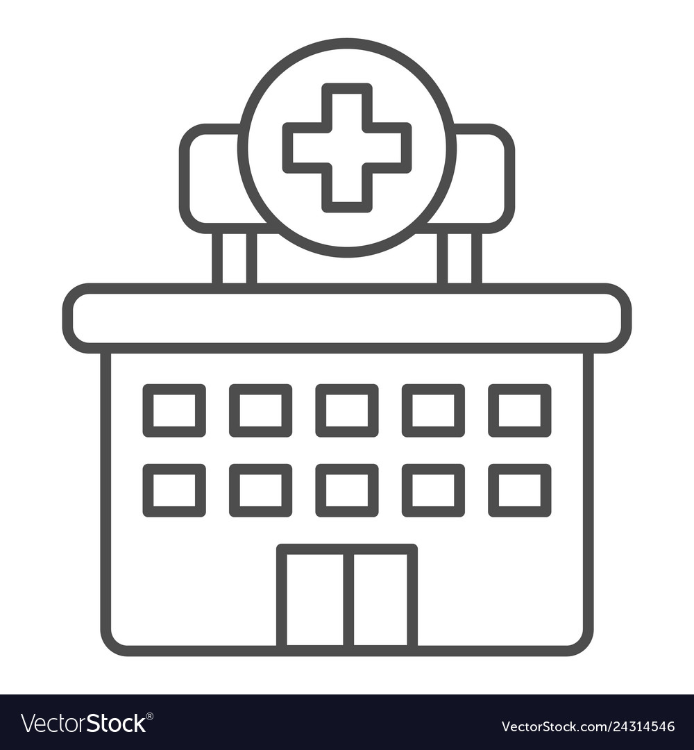 Hospital Thin Line Icon Clinic Royalty Free Vector Image