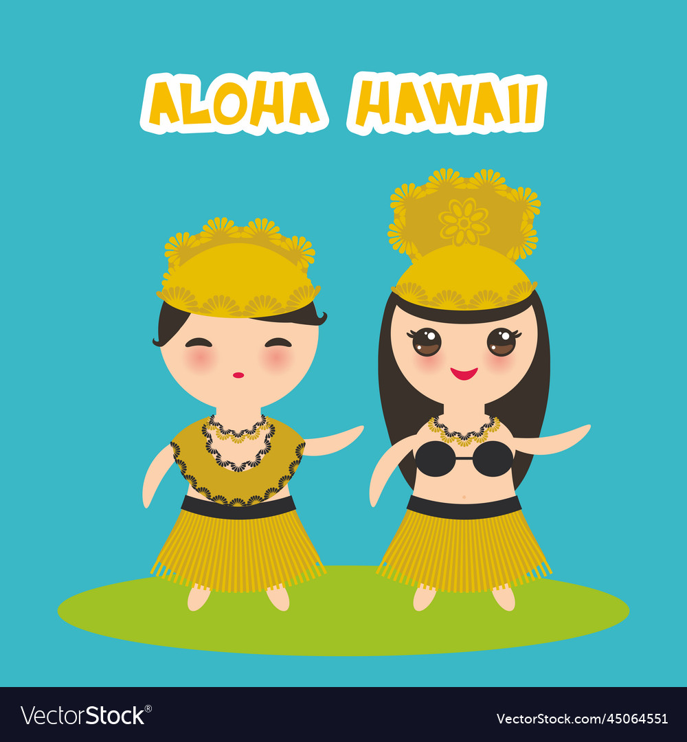 Aloha Hawaii Card Design Hawaiian Hula Dancer Vector Image