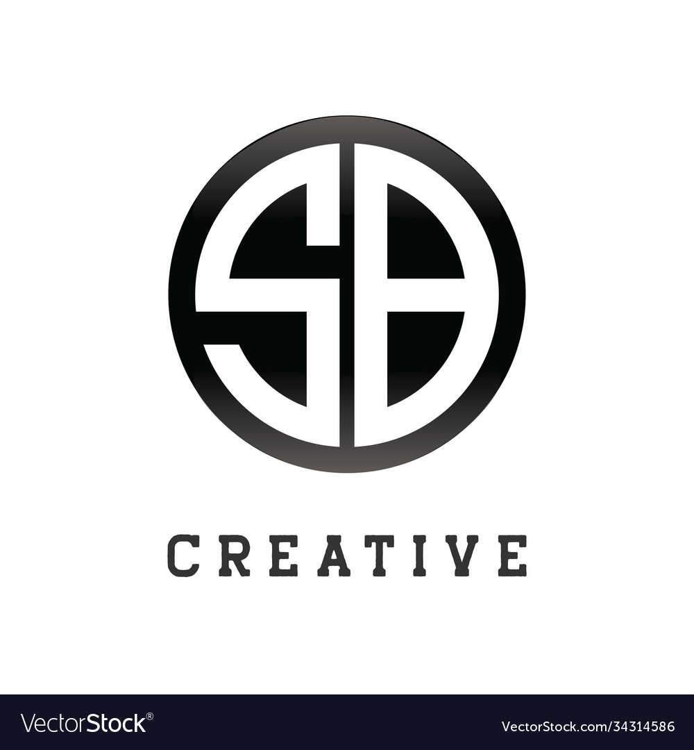 Initial Letter Sb Circle Shape Monogram Black Vector Image