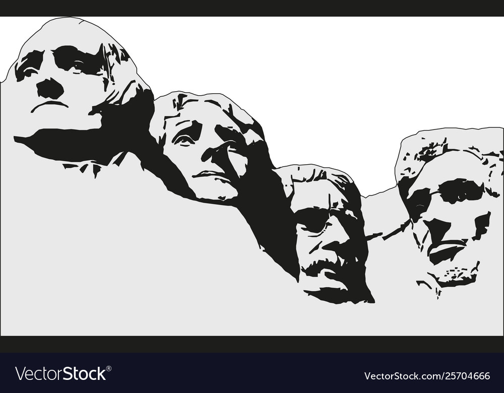 4 Presidents At Mount Rushmore National Memorial Vector Image