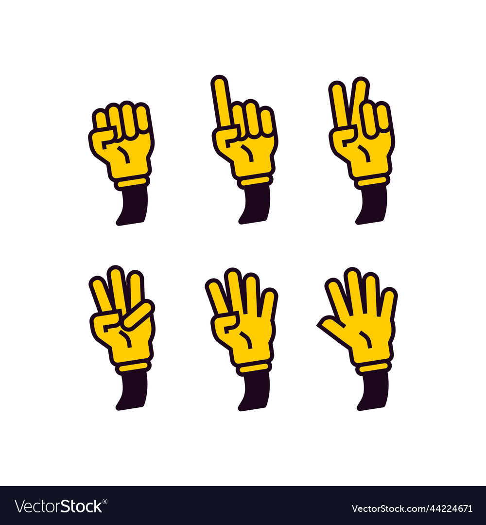 Set Of Hand Gesture Count 1 2 3 4 5 Icon Vector Image