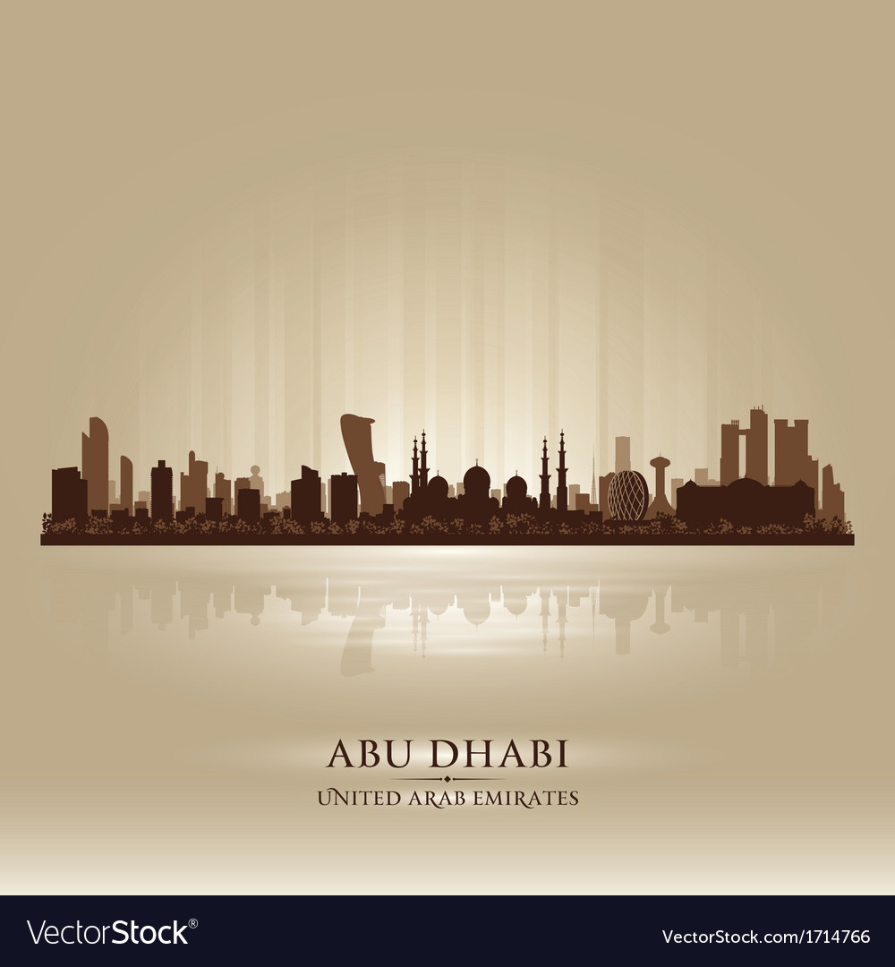 Abu Dhabi UAE City Skyline Silhouette Royalty Free Vector