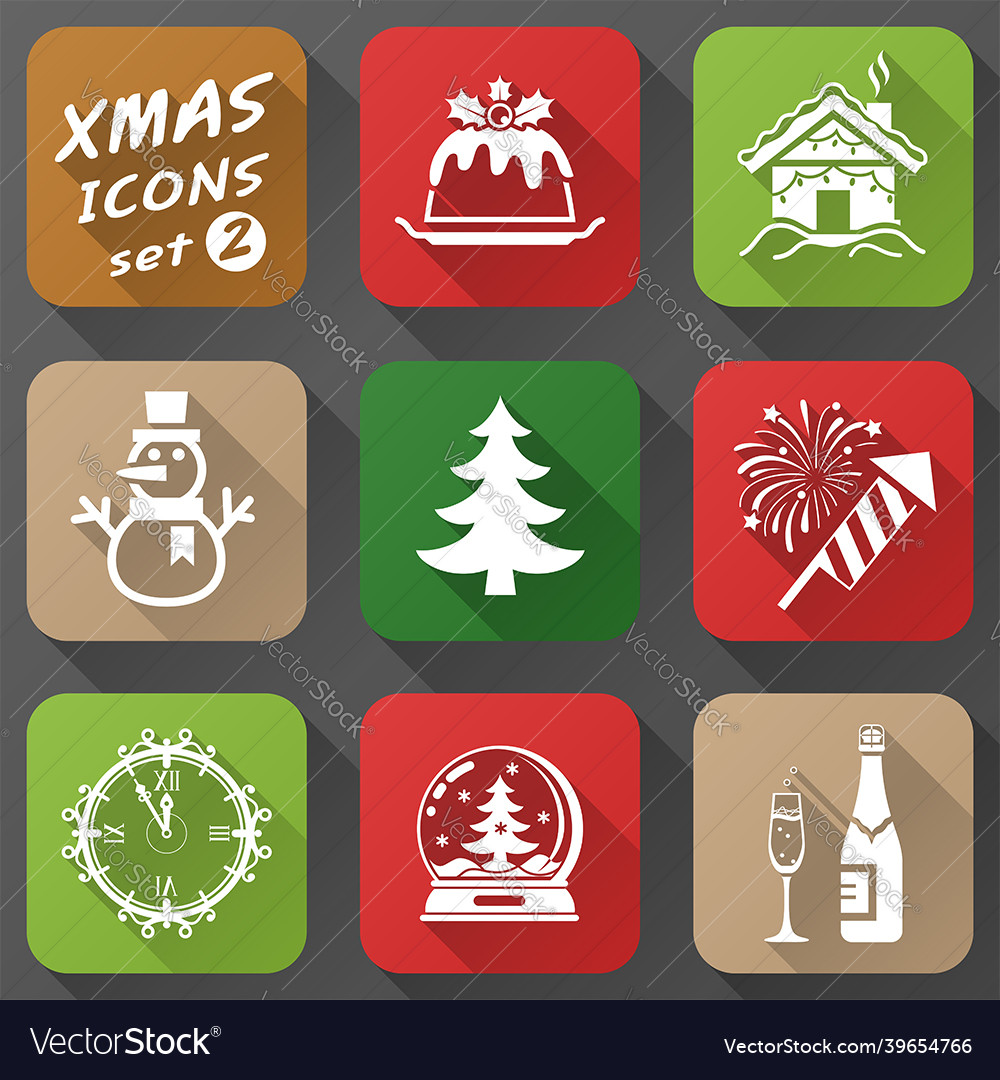 Set Of Christmas Icons In Flat Style Royalty Free Vector