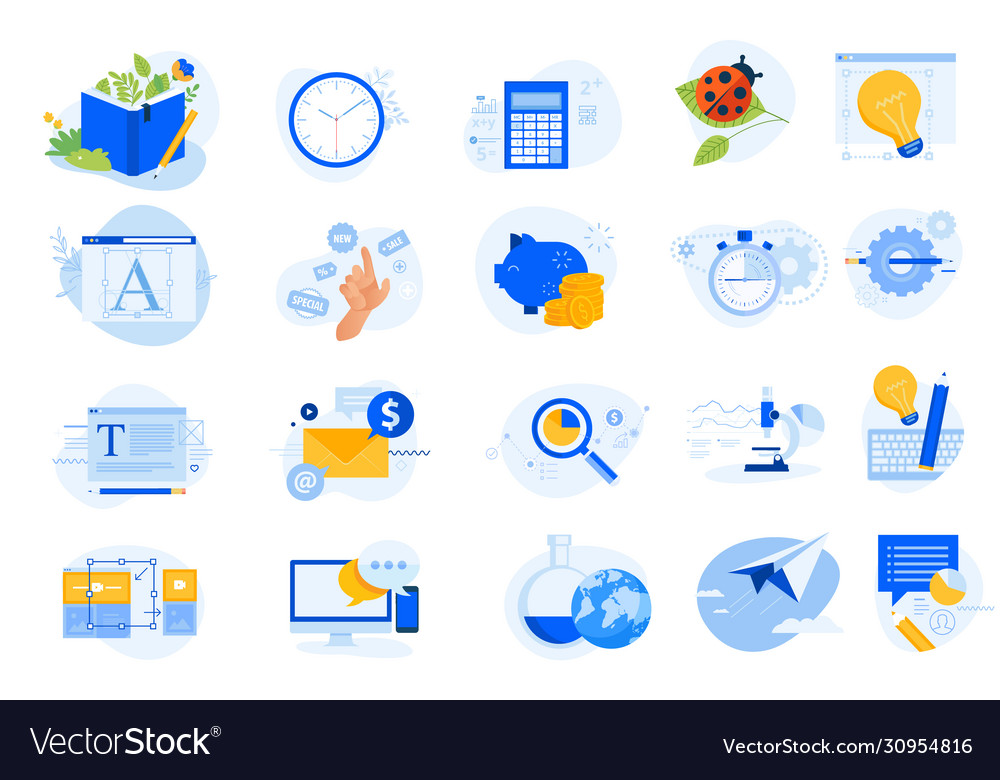 Flat Design Concept Icons Collection Royalty Free Vector