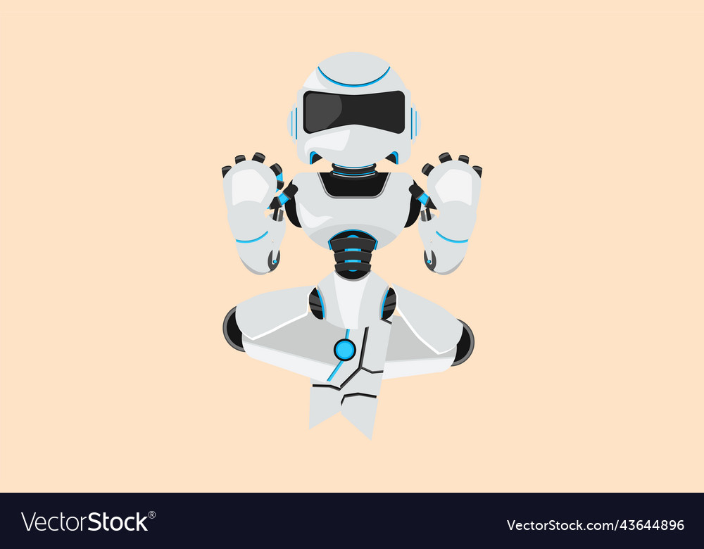 Business Flat Cartoon Style Drawing Happy Robot Vector Image