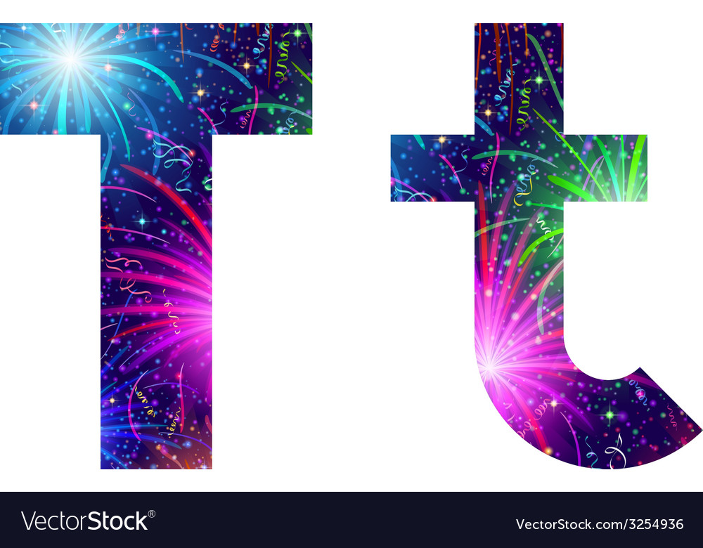 Set Of Letters Firework T Royalty Free Vector Image