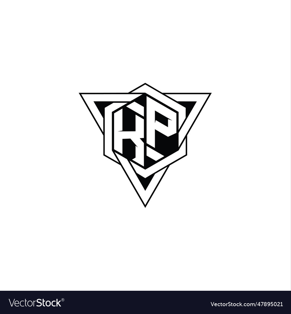 Kp Letter Logo Monogram Hexagon Shape With Vector Image