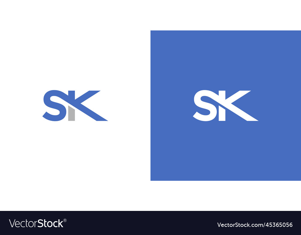 Modern And Strong Letter Sk Initials Logo Design Vector Image