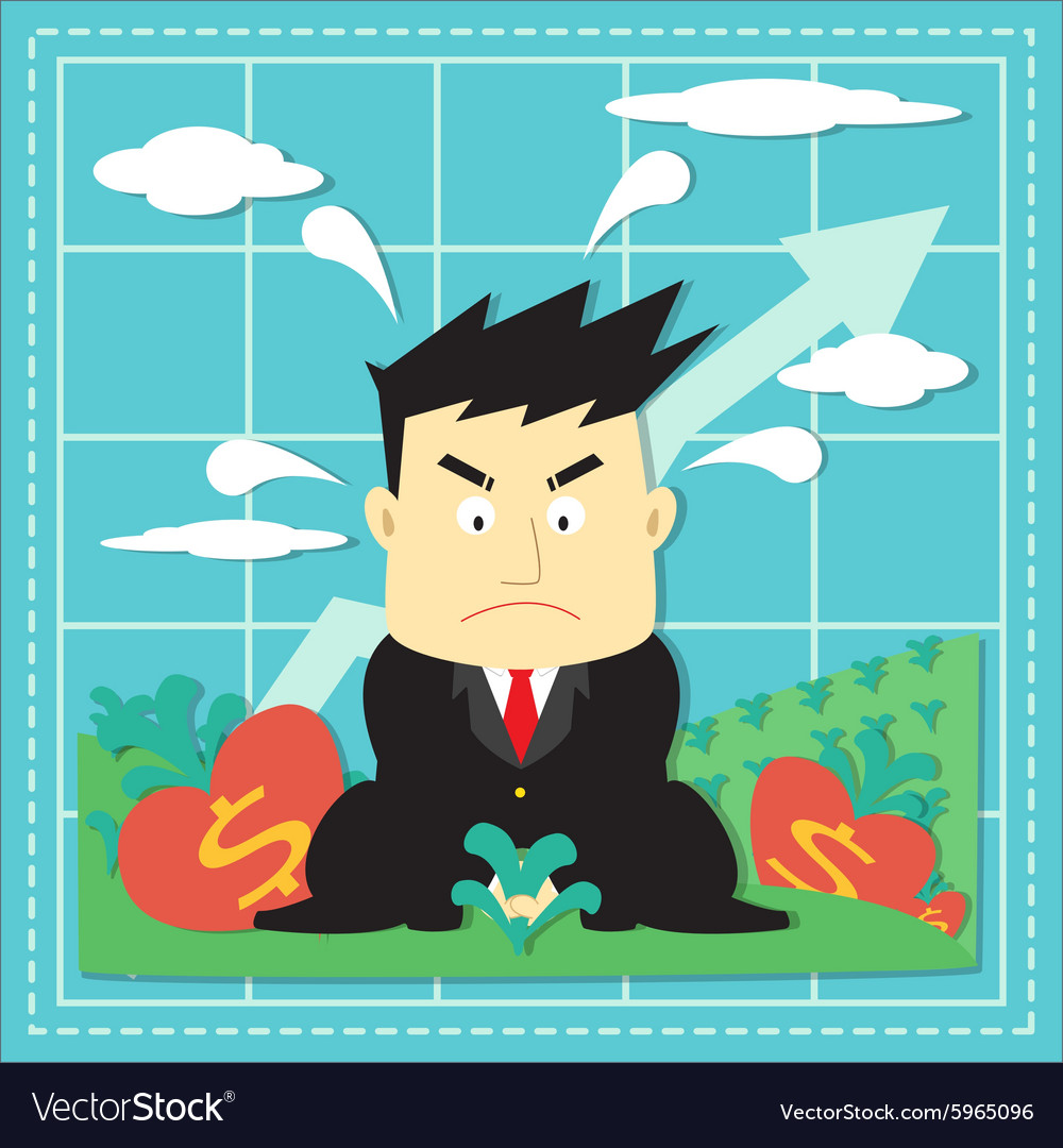 Cute Stock Market Investor Flat Cartoon Royalty Free Vector