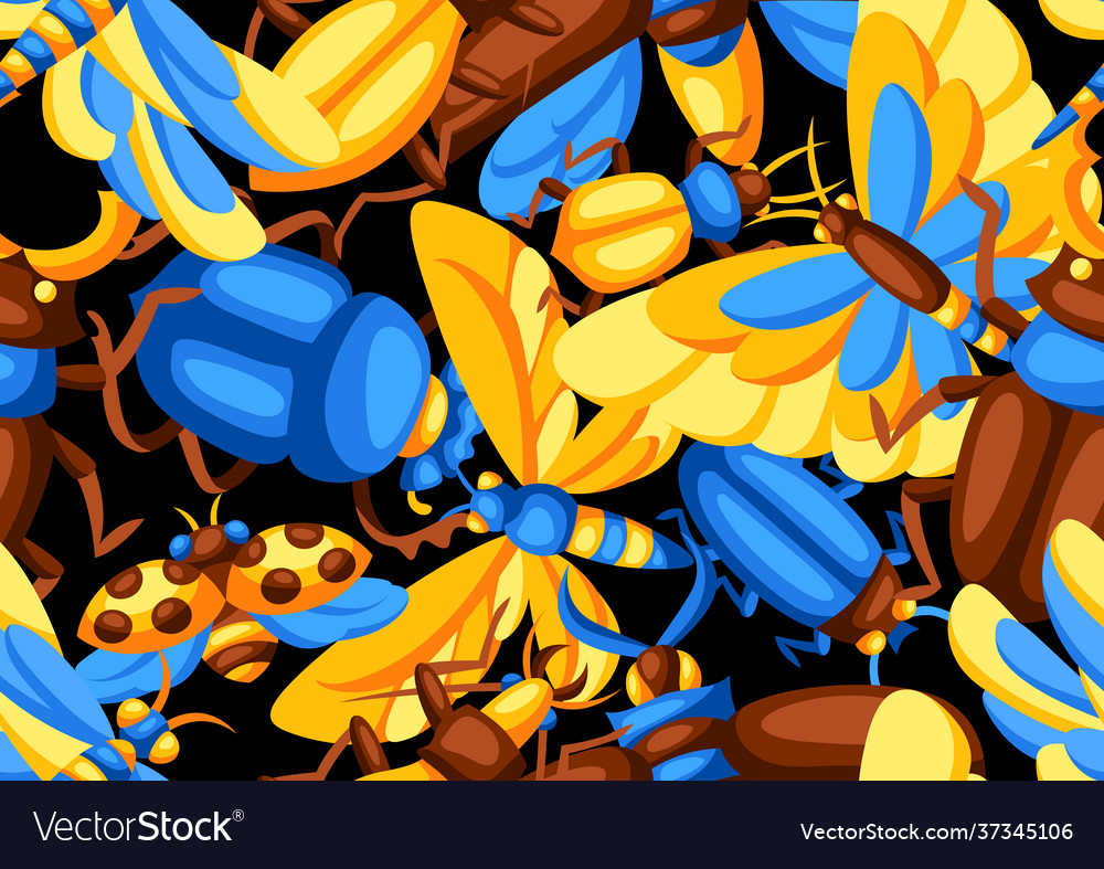 Seamless Pattern With Insects Stylized Royalty Free Vector