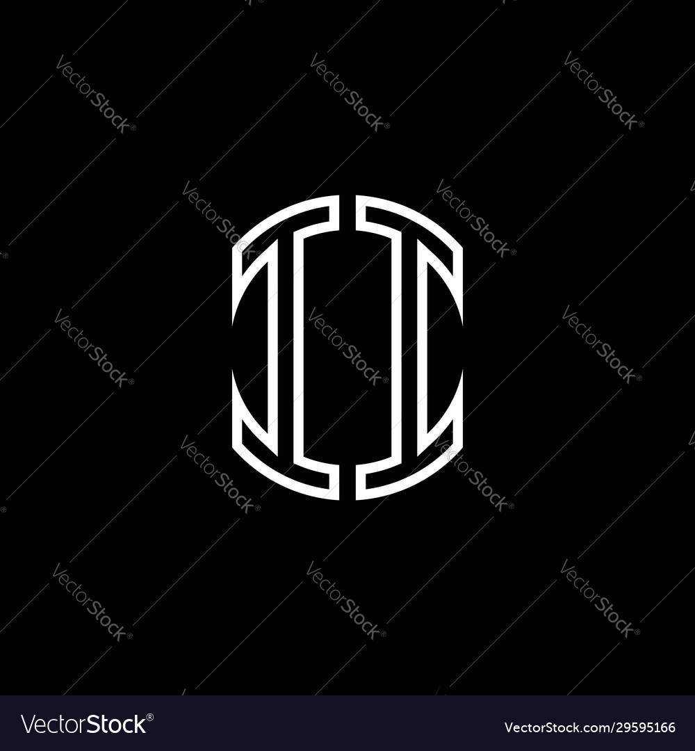 Ii Monogram Logo Circle Ribbon Style Outline Vector Image