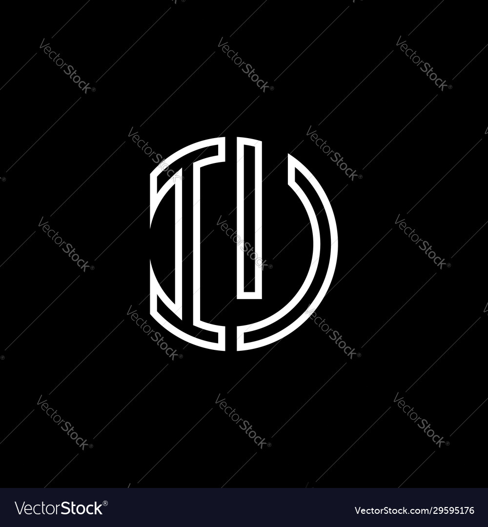 Iu Monogram Logo Circle Ribbon Style Outline Vector Image