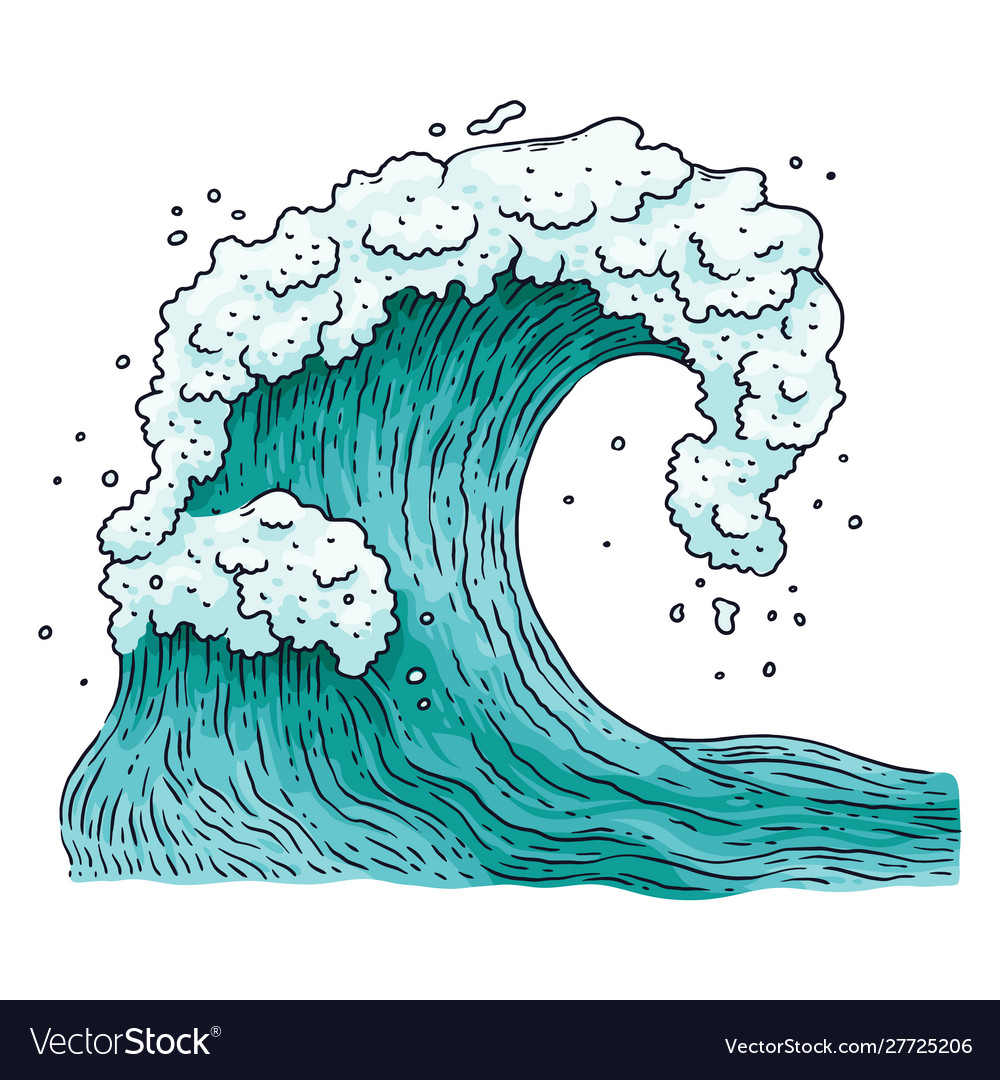 Ocean Water Wave Cartoon In Royalty Free Vector Image