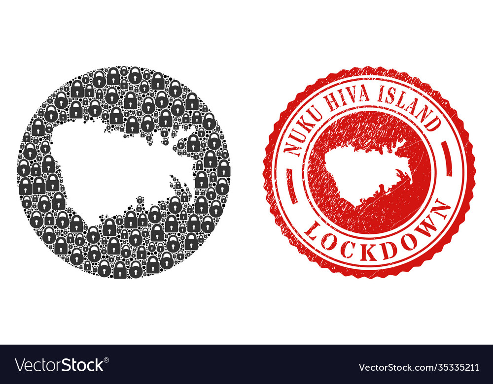 Lockdown Scratched Seal And Lock Mosaic Inverted Vector Image