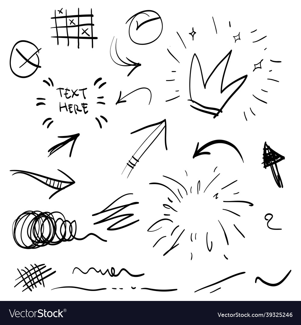 Hand Drawn Set Of Abstract Comic Doodle Elements Vector Image