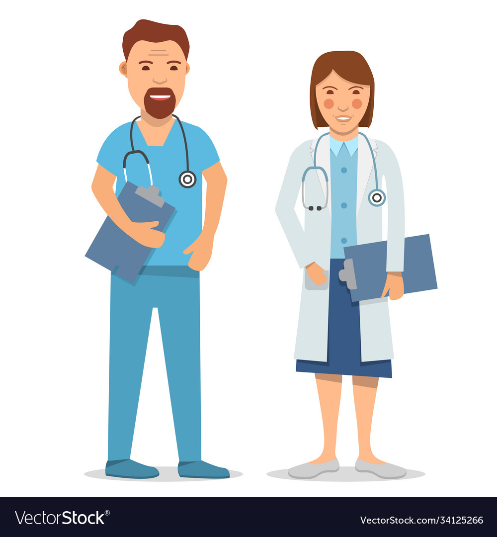 Medical Staff Male And Female Nursedoctor Vector Image