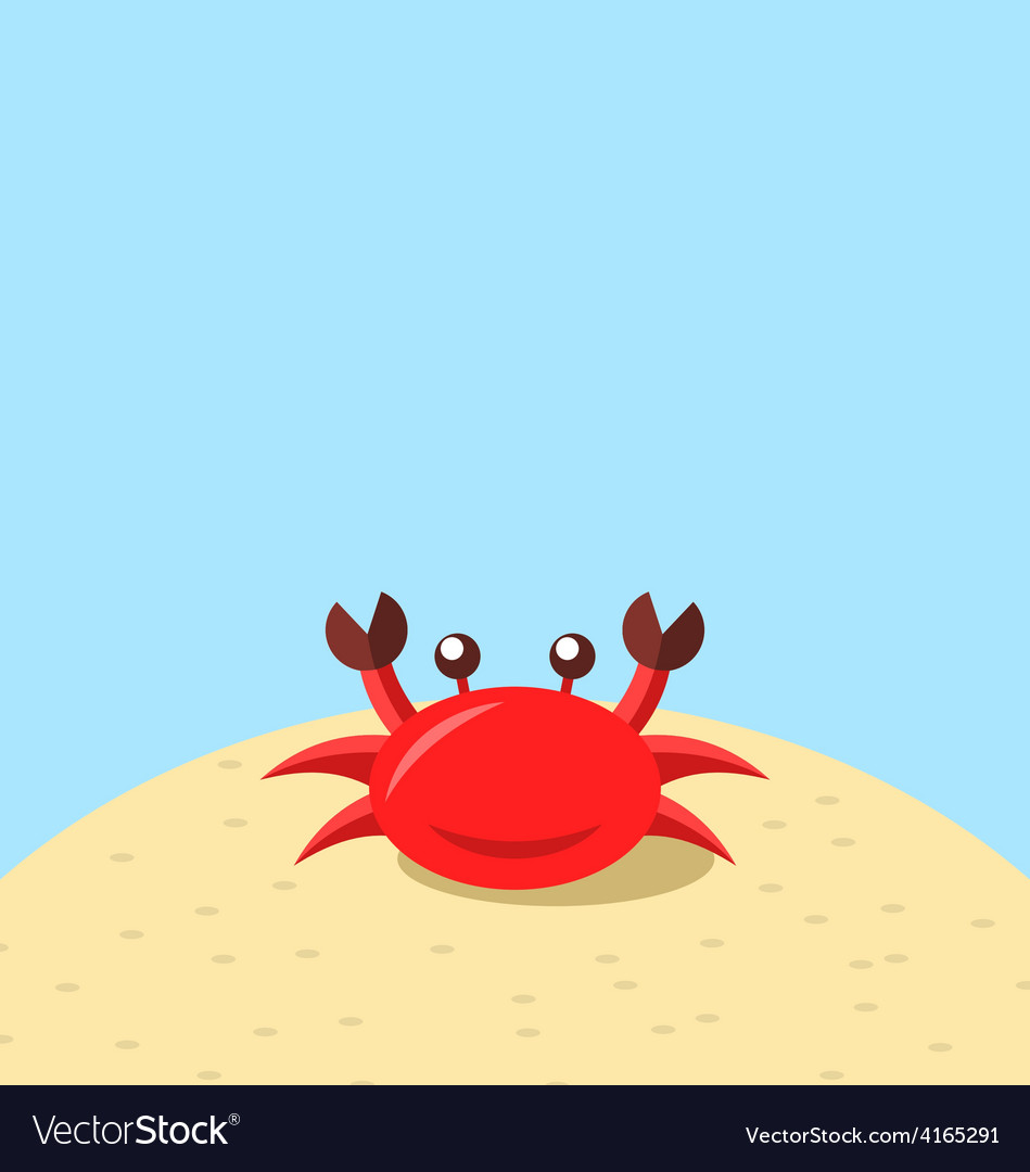 Cartoon Cheerful Crab At The Beach Natural Vector Image