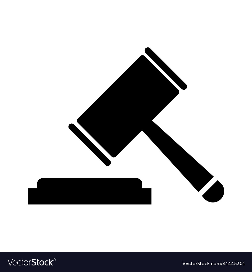 Hammer Judge Icon Flat Design Best Icon Royalty Free Vector