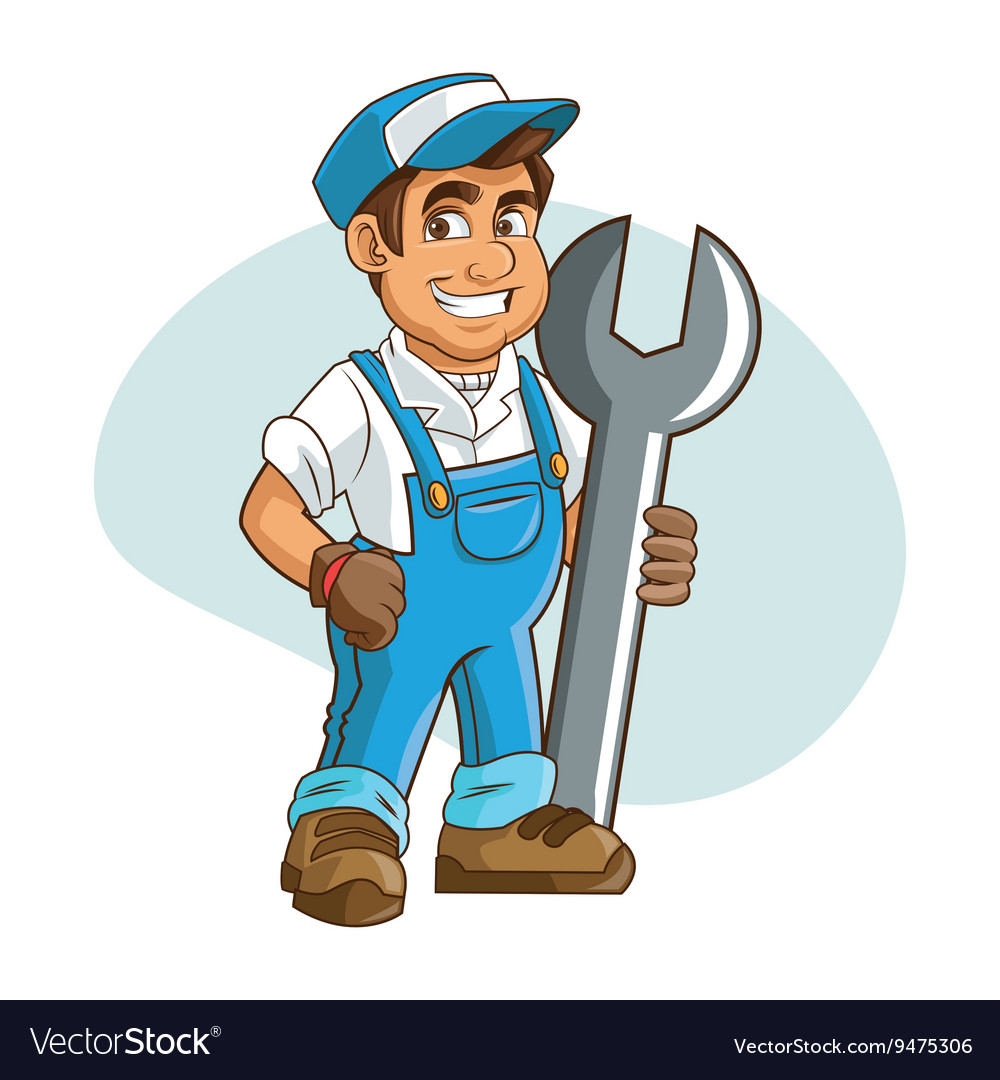 Plumbing Service Plumber Cartoon Design Royalty Free Vector