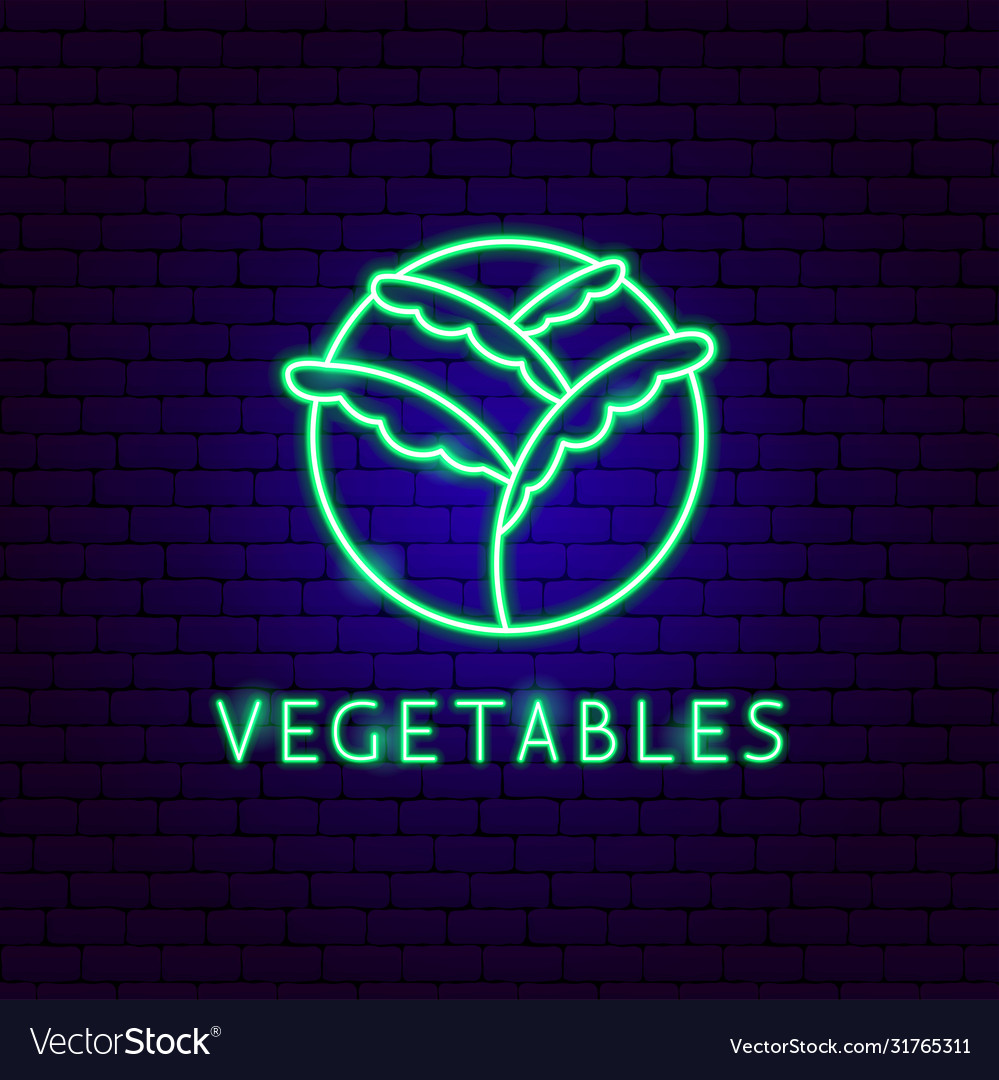 Vegetables Neon Label Royalty Free Vector Image