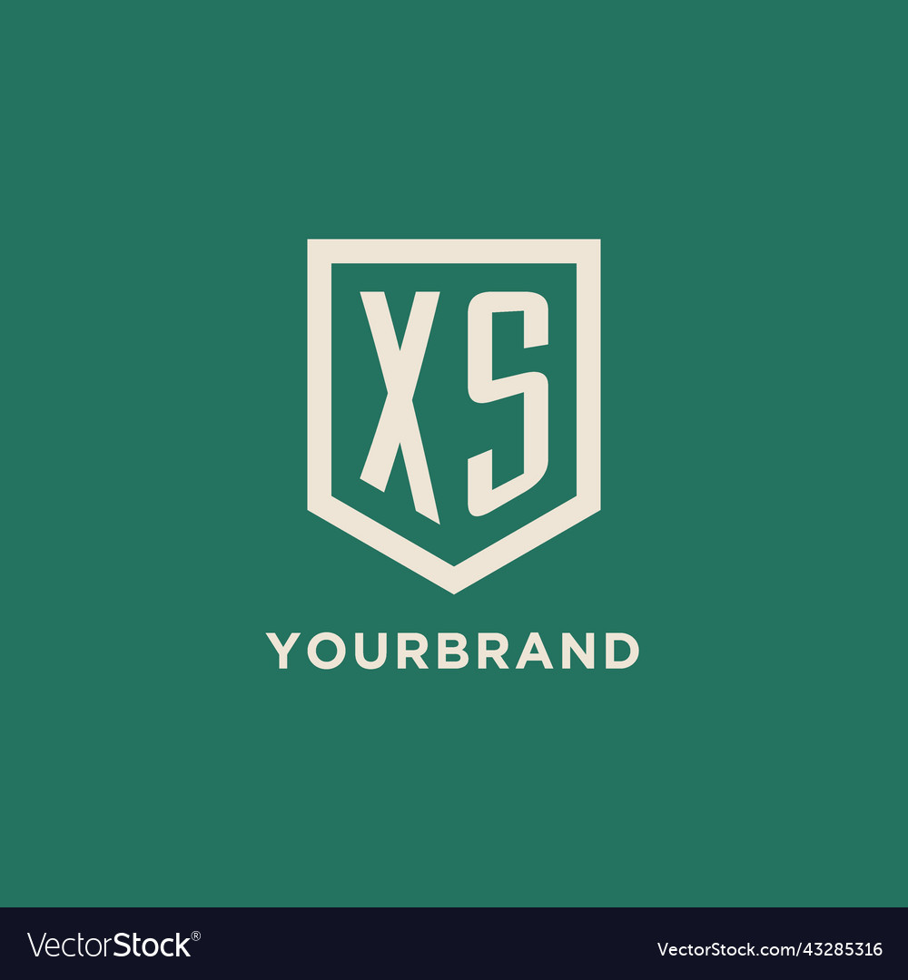 Xs Initial Logo Monogram Shield Geometric Shape Vector Image