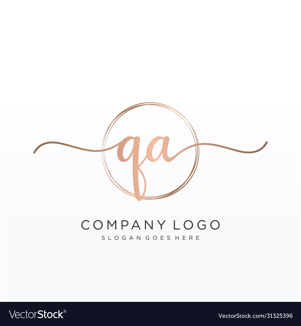 Qa Initial Handwriting Logo Design Royalty Free Vector Image