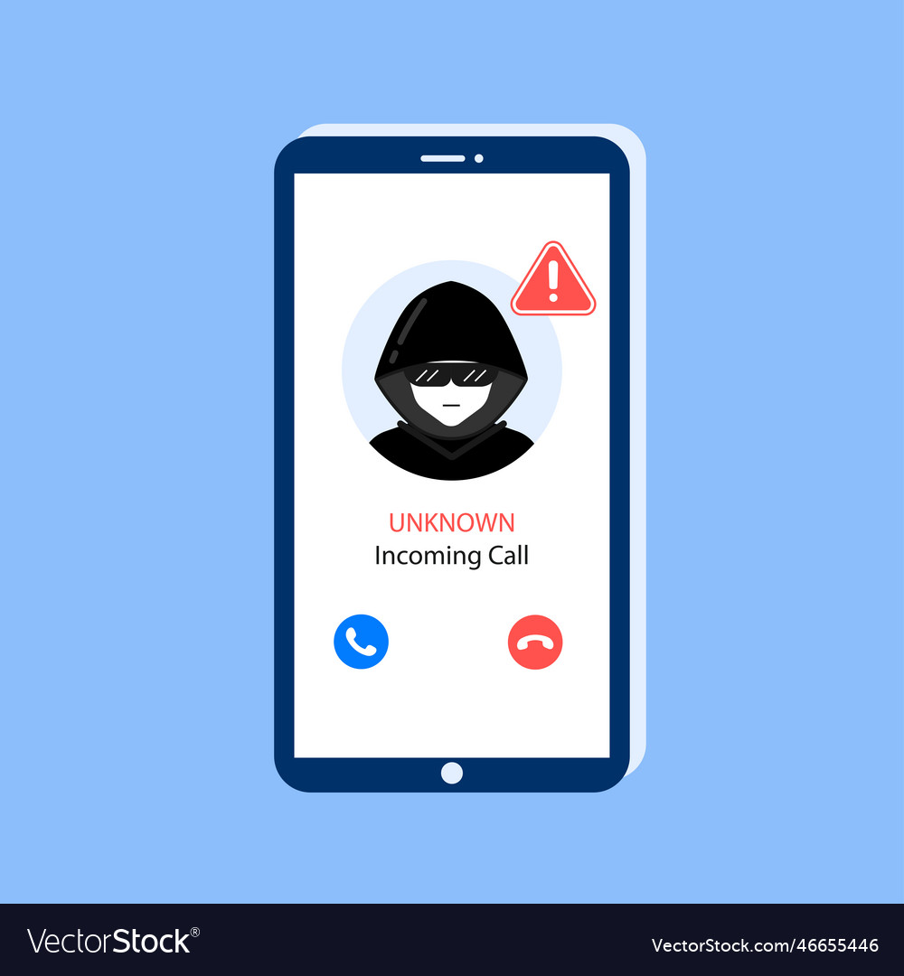 Incoming Call From Unknown Caller On Smartphone Vector Image