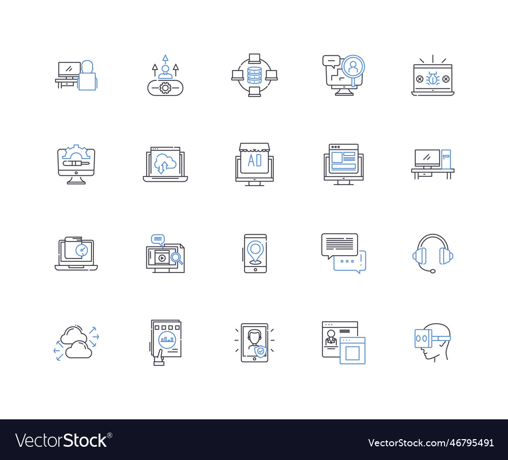 Technological Revolution Line Icons Collection Vector Image