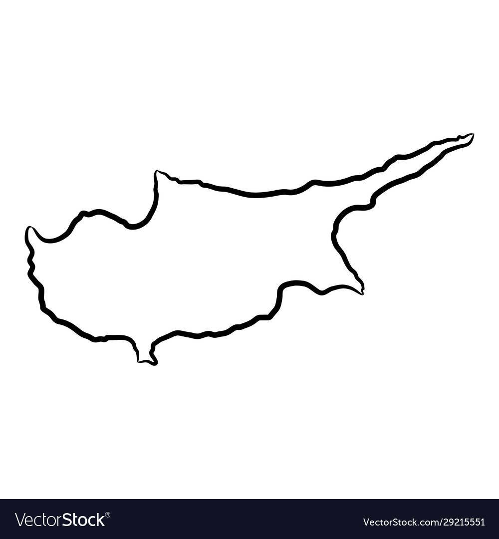 Cyprus Map From Contour Black Brush Lines Vector Image