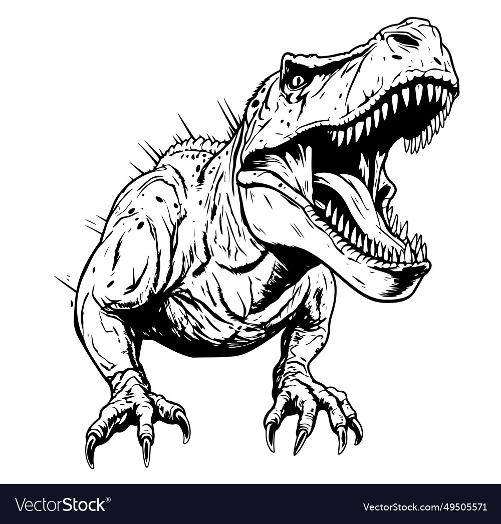 Tyrannosaur Dinosaur Hand Drawn Sketch Royalty Free Vector