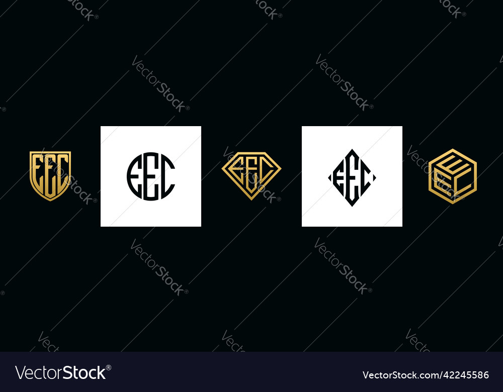 Initial Letters Eec Logo Designs Bundle Royalty Free Vector