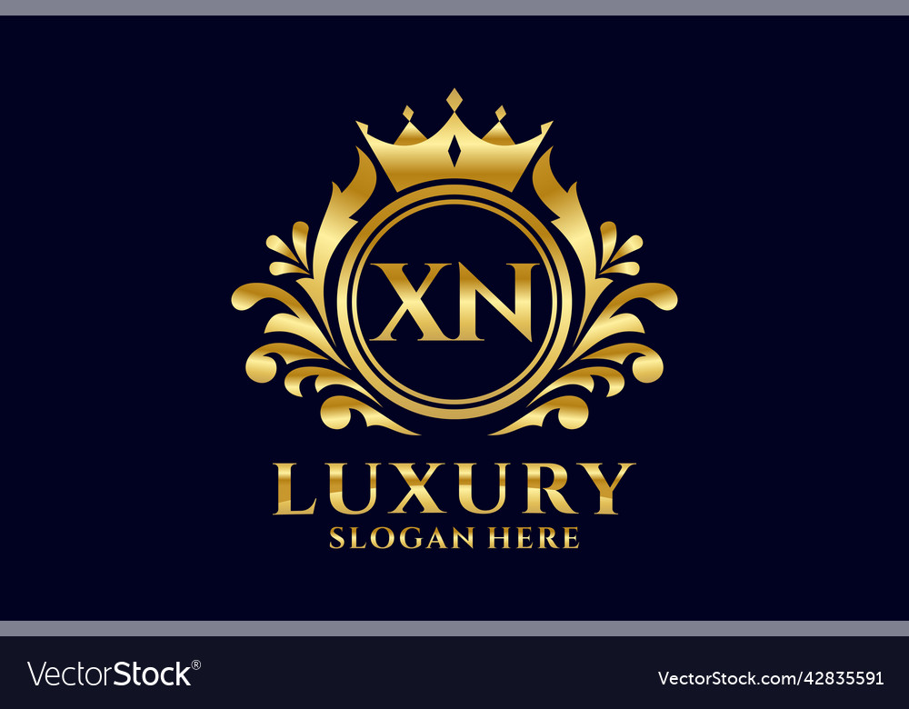 Initial Xn Letter Royal Luxury Logo Template Vector Image