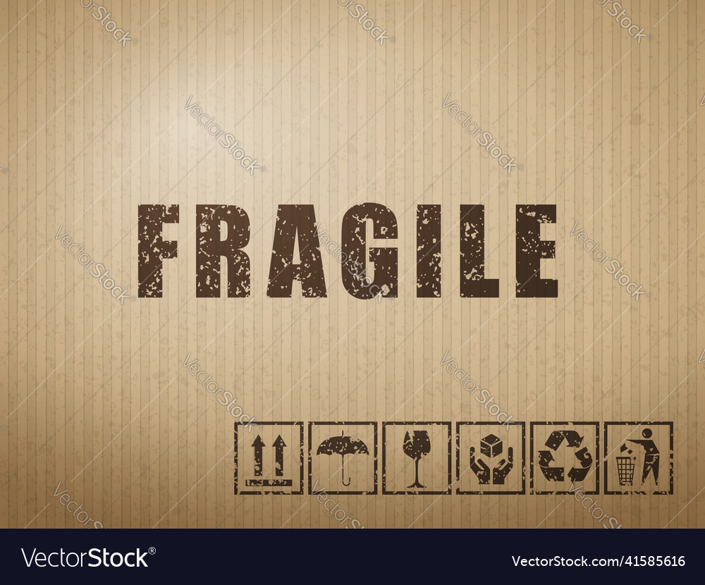 Cardboard Fragile Symbols Royalty Free Vector Image