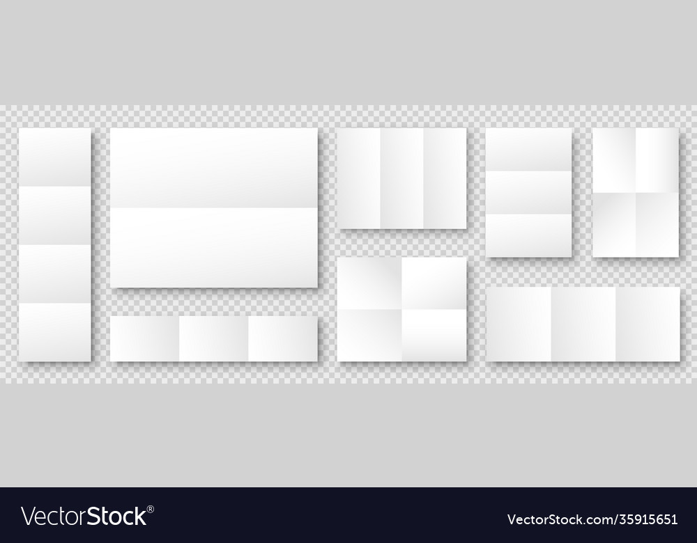 Blank Folded Paper Sheets Collection White Vector Image