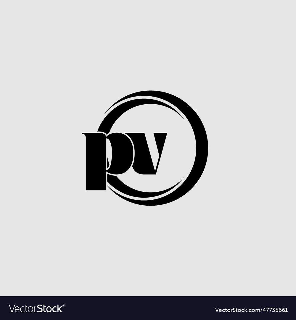 Letters Pv Simple Circle Linked Line Logo Vector Image