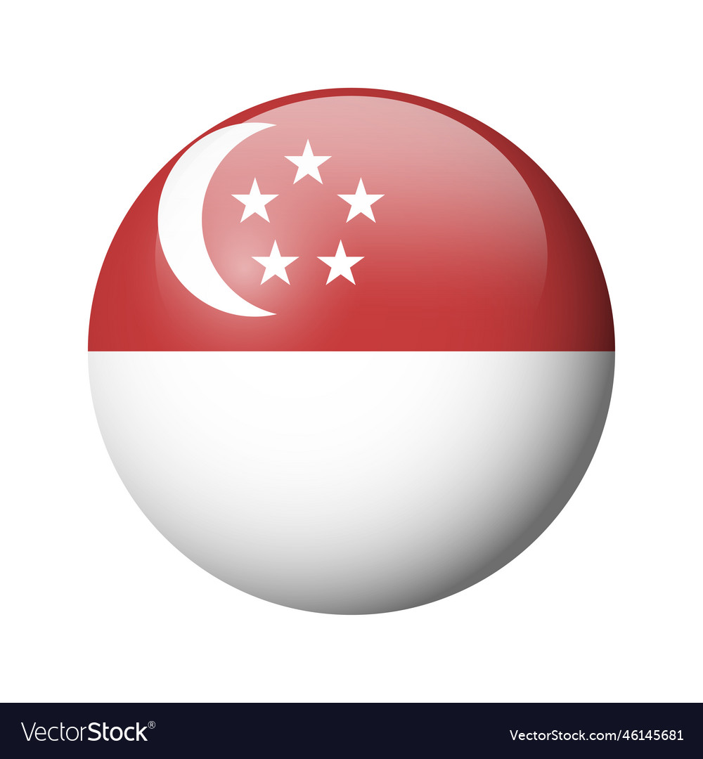 Glossy Circle Badge Flag Of Singapore Royalty Free Vector