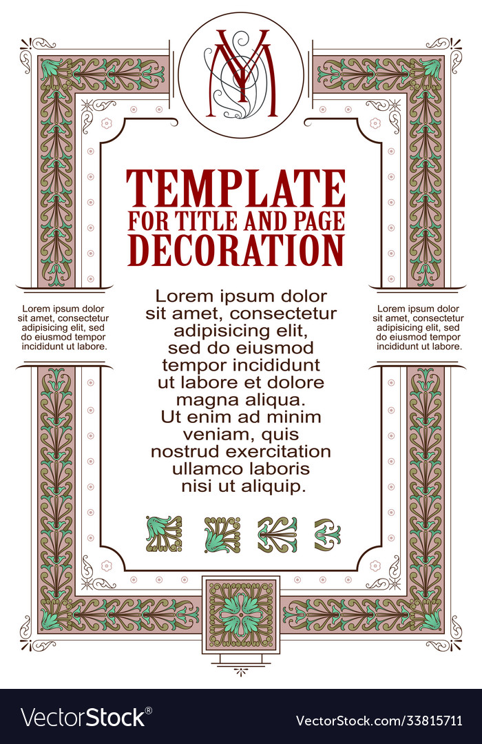 Decorative Borders And Frames Art Nouveau Style Vector Image