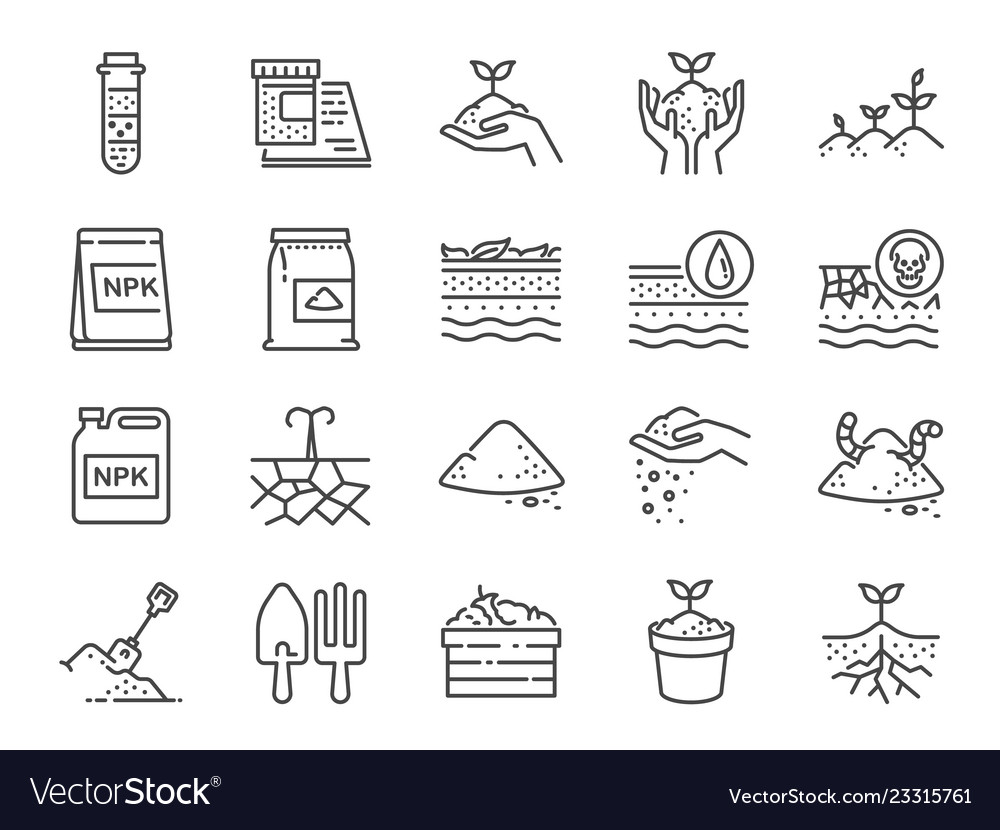 Soil Line Icon Set Royalty Free Vector Image VectorStock