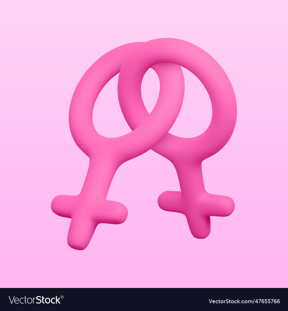 3d Realistic Lesbian Symbol Renderings Female Vector Image