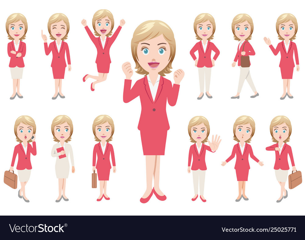 Businesswoman In Different Poses Royalty Free Vector Image