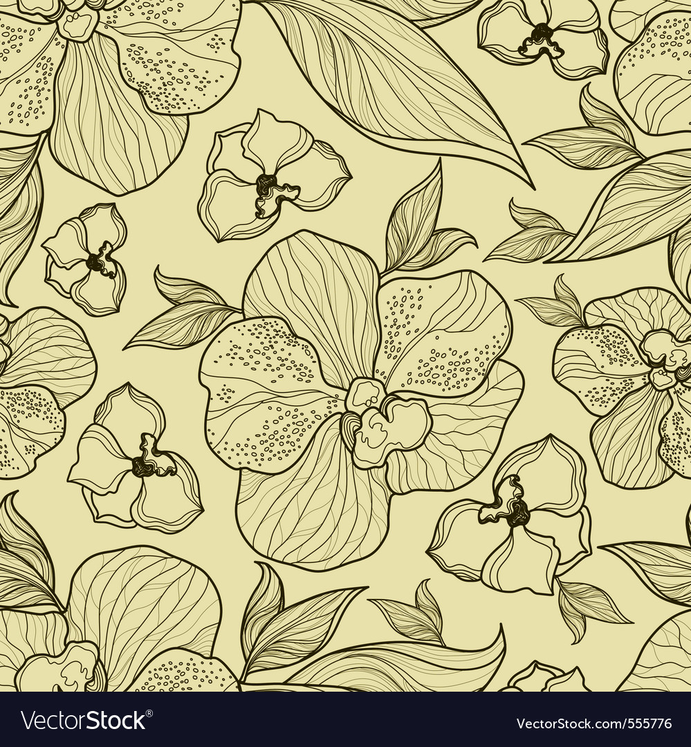 Floral Orchid Pattern Seamless Royalty Free Vector Image