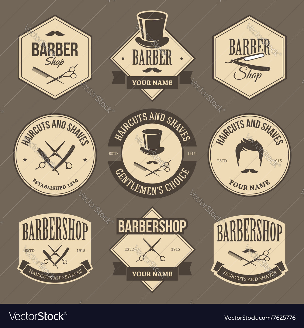 Vintage Barbershop Labels Royalty Free Vector Image