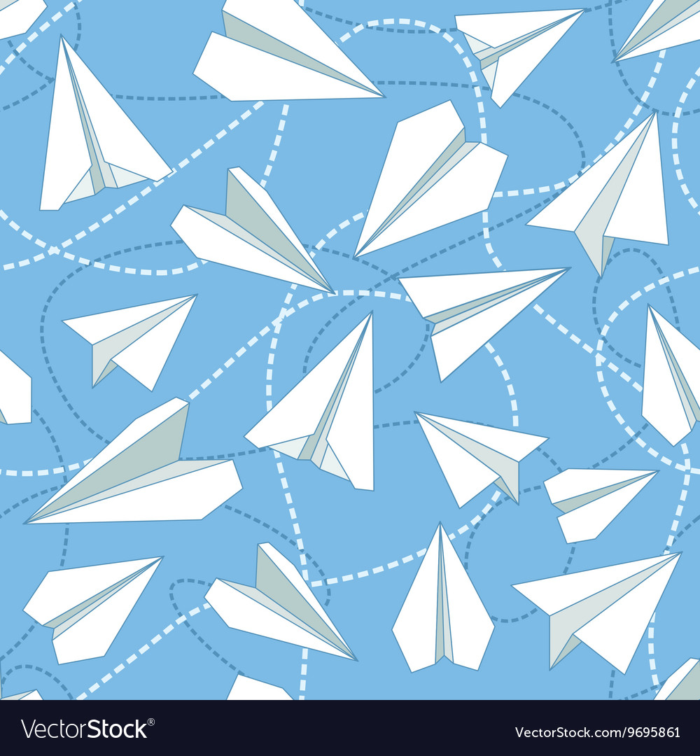 Paper Planes With Tangled Lines Seamless Pattern Vector Image