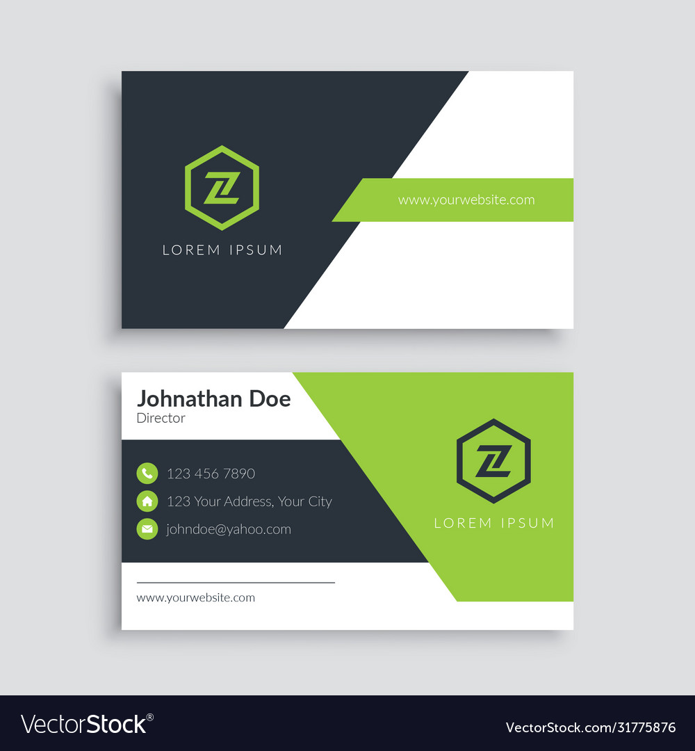 Modern Professional Green Business Card Template Vector Image