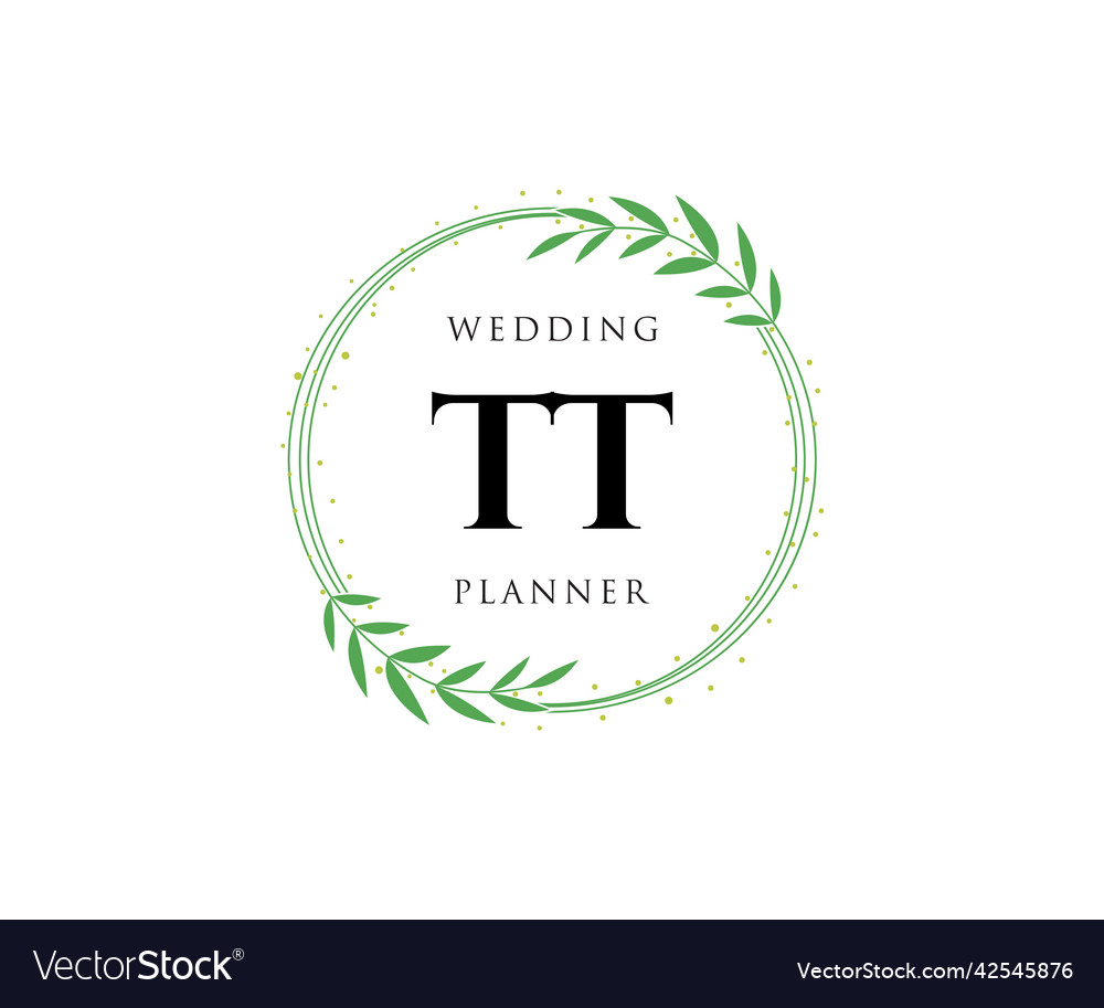 Tt Initials Letter Wedding Monogram Logos Vector Image