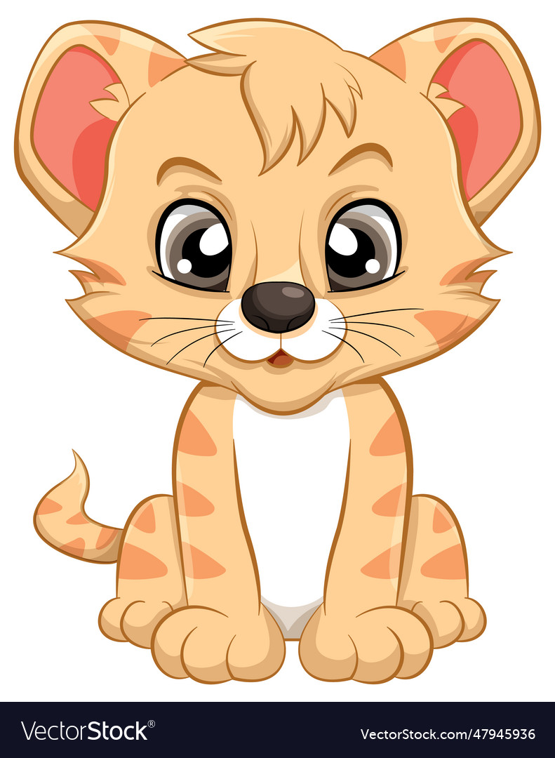 Adorable Baby Tiger Cartoon Character Royalty Free Vector