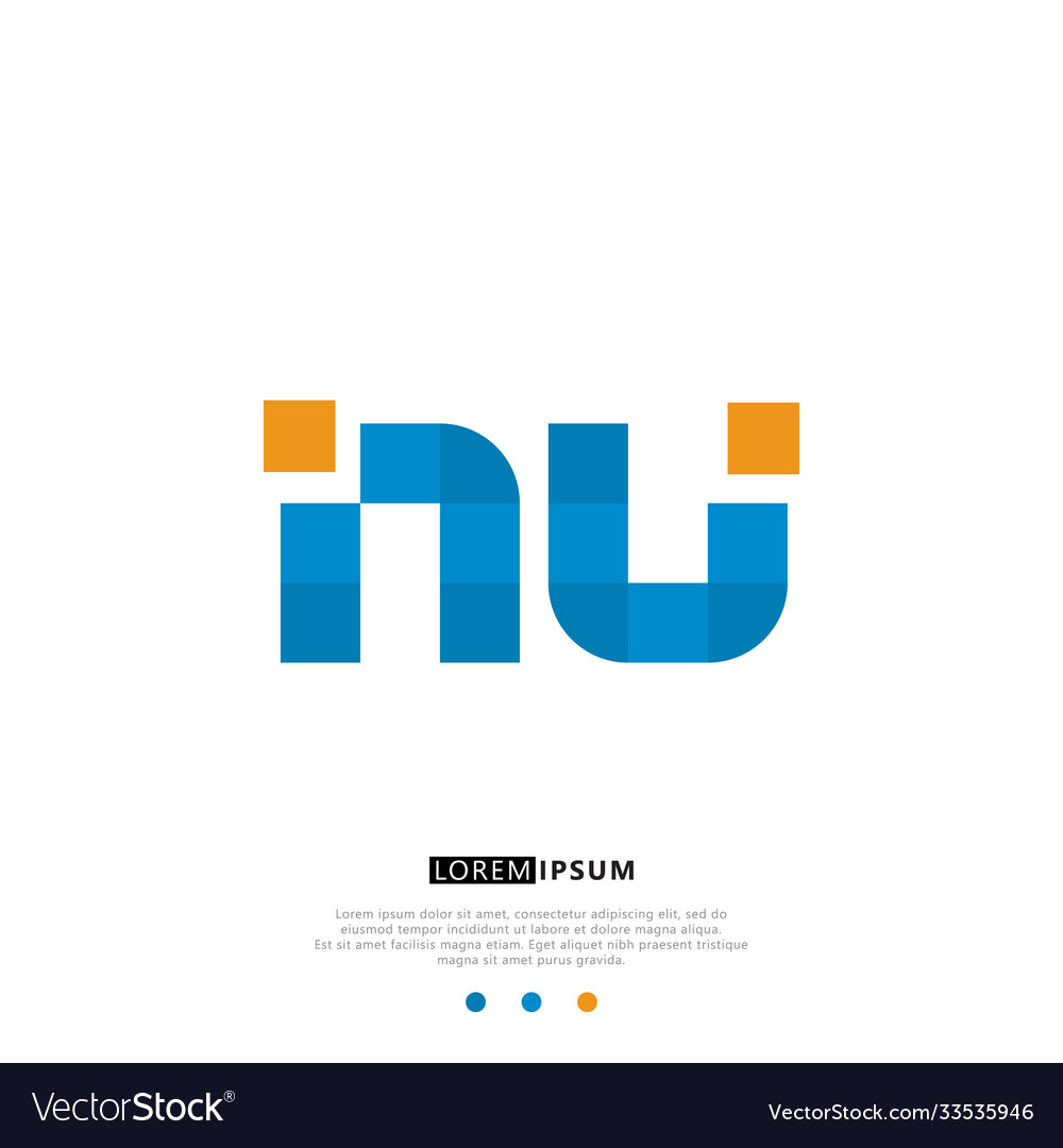 Nu Or Un Logo Letter Initial Design Template Vector Image